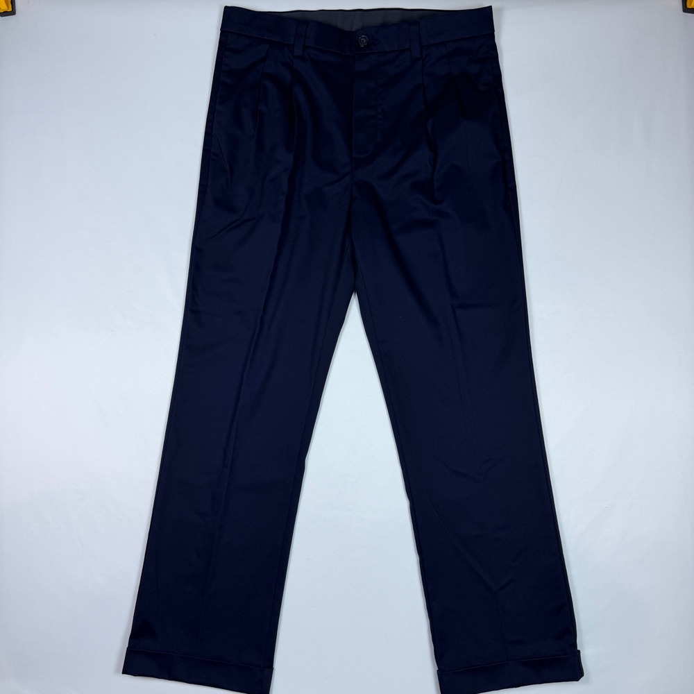 Roundtree & Yorke Total Flex Dress Pants Mens 34x30 Blue Cuffed Stretch